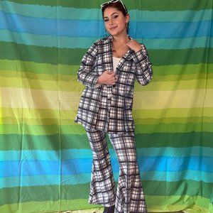 Plaid 2 Piece Pant Suit